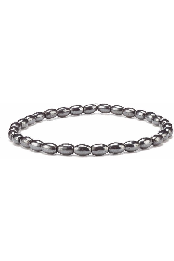 5 Pcs Hematite Oval Beaded Stretch Bracelet Gemstone Jewelry for Women Beaded Stretch Bracelets Decoration for Women Birthday Festival Elegant Gifts DIY Personalized Jewelry for diy