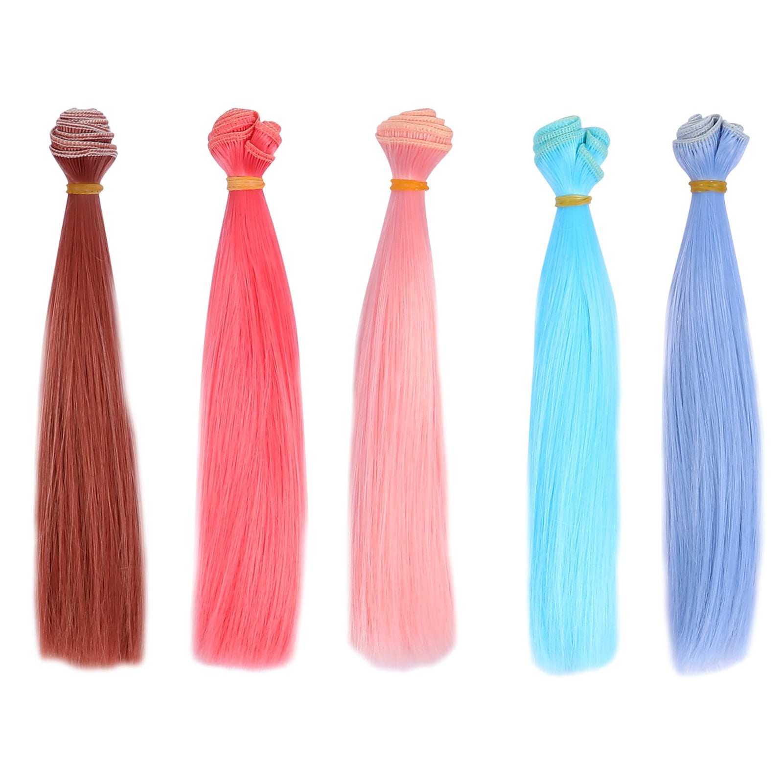 5 Pcs High Temperature Wire Wig Doll Hair Wefts for DIY