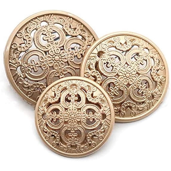 Godl Button 5 Pcs Hollow Metal Button Black Sliver Gold Buttons Round Decorative ...