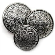5 Pcs Hollow Metal Button Black Sliver Gold Buttons Round Decorative Button for Clothes Sewing Accessories Gun Metal, 20mm