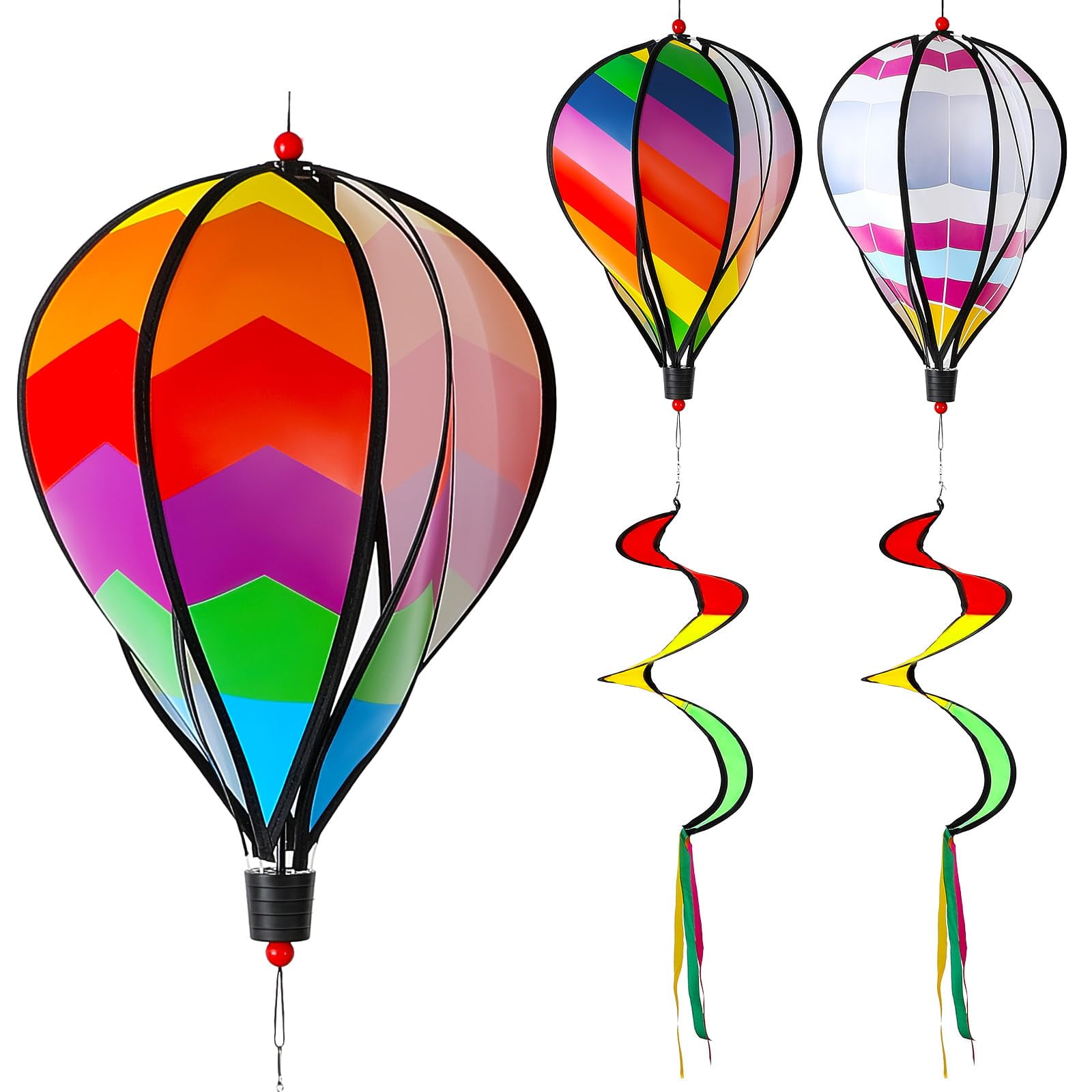 5 Pcs Hot Air DHF10 Balloon Wind Spinners Rainbow Spinner Wind Chime