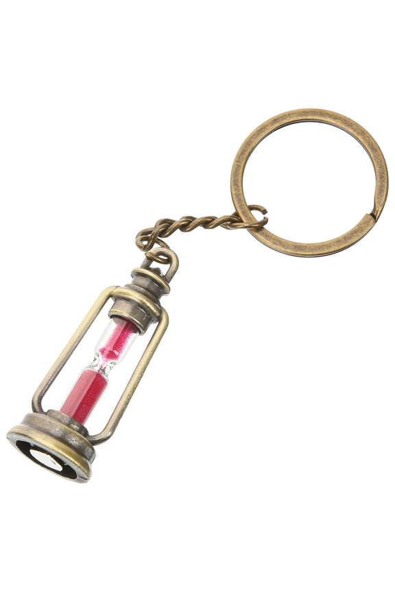 5Pcs Vintage Rosy Keychains, Metal Sand Timer Key Chain Set for Couples, Birthday , Home Decor, Bag Accessories