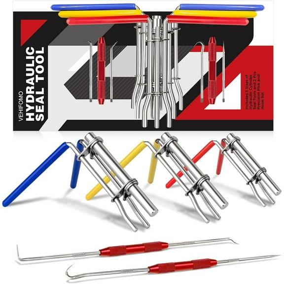 5 Pcs Hydraulic Seal Installation Tool Kit, Hydraulic Cylinder Piston Repair Seal Tools, U-Cup Rod Seal Installation Tool Kits, Upgraded Seal Twistor Install Tool Set with Pick and Hook Set