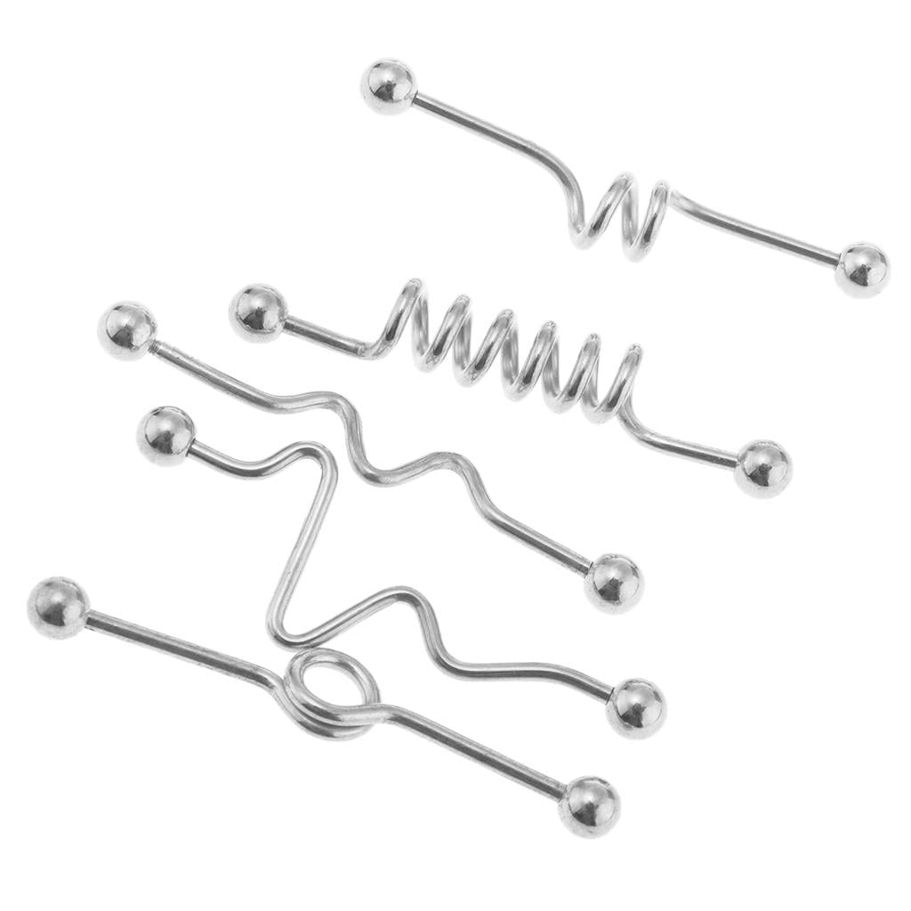 5 Pcs Industrial Bar Ears 14G Spiral Cartilages