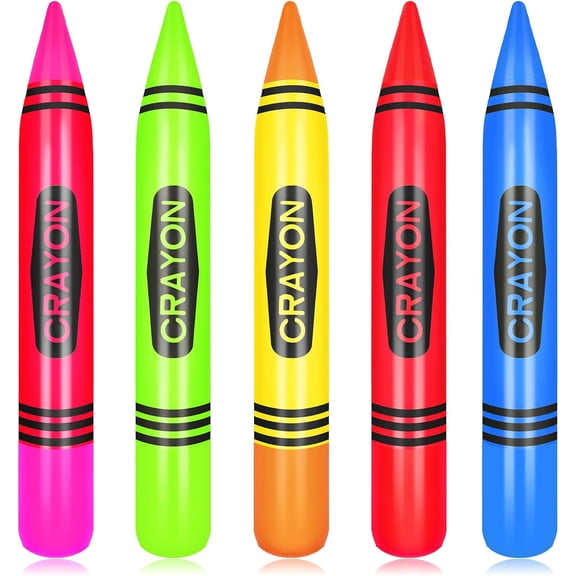 5 Pcs Inflatable Crayon Balloons 21.7 Inch Crayon Inflatable Balloons for Back to School Party Decoration Graduation Classroom Garden Room Birthday Party Decorations