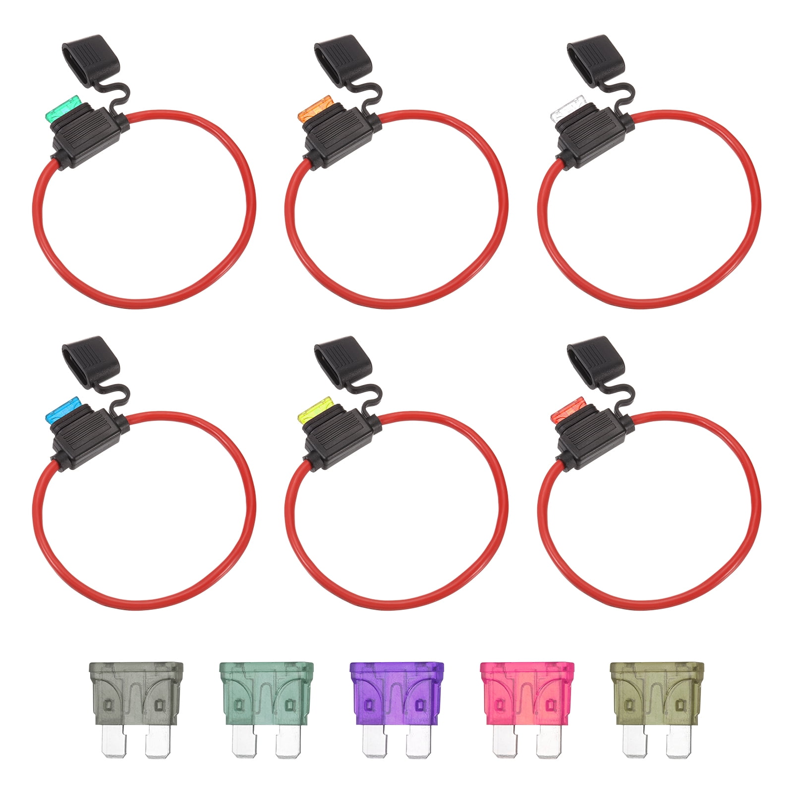 5 Pcs Inline Fuse Holder DC 32V 12 AWG Waterproof Blade Fuse Holder with 1-40A Fuse