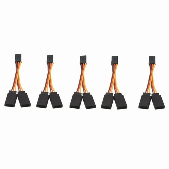 5 Pcs JR/Futaba Style Servo 1 To 2 Y Harness Leads Splitter Cable Male To Female Extension Lead Wire for RC Models 7Cm