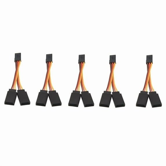 5 Pcs JR/Futaba Style Servo 1 To 2 Y Harness Leads Splitter Cable Male To Female Extension Lead Wire for RC Models 7Cm