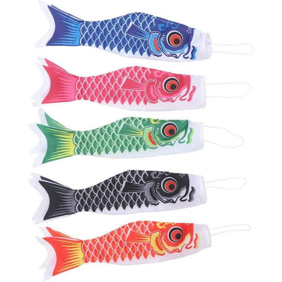 5 Pcs Japanese Carp Windsock Streamer Fish Flag Kite Koinobori Hanging Decor for Japanese Sushi Bar Izakaya Room