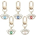thumbnail image 1 of 5 Pcs Keychain 5 Colors Light Gold Clasp Charm Alloy Good Luck Keychain with Rhinestone, 1 of 4