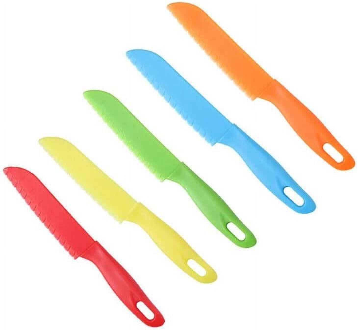 5 Pcs Kid Plastic Kitchen Knife Set, Safe Kitchen Knife Sawtooth Cutter Plastic Toddler Cooking