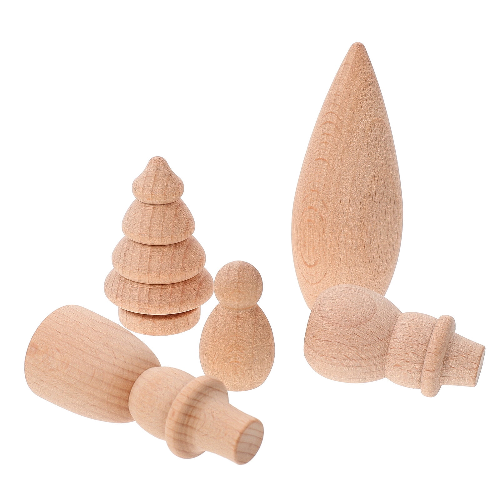 5 Pcs Kids Wooden Toys Painted Log Building Blocks Art Project Slice ...