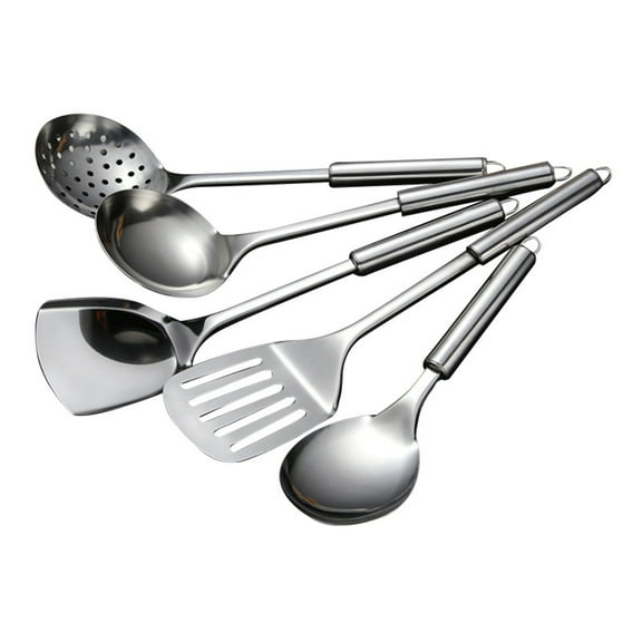 5 Pcs Kitchen Cooking Utensils Set Stainless Steel Kitchen Utensils with Hanging Design Spatula Scoop Cooking Tools for Home Kitchen Dishwasher Safe