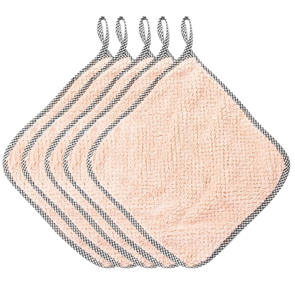 5 Pcs Kitchen Dish Cloths, Household Nonstick Oil Washable Fast Drying Dish Rags, Reusable Cleaning Towels for Table Chair Dish Glass, 9.84x9.84 Inch