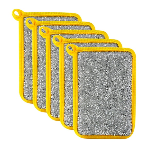 5 Pcs Kitchen Dish Sponge, Dual-Sided Rough Scrubbers with Hanging Strap, Double Sided Sponge Washing Up Pad for Washing Dishes Cleaning Kitchen 3.54 x 5.31"