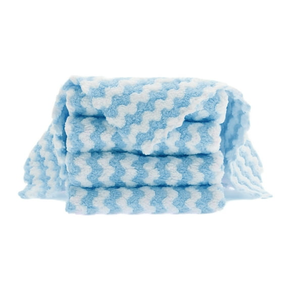 5 Pcs Kitchen Hand Towels Kitchen Dish Cloths Reusable Wave Pattern Dish Towels 11.81"x11.81" Blue