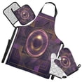 thumbnail image 1 of 5 Pcs Kitchen Set Heat Resistant Oven Mitts and Non-Slip Pot Holders with Adjustable Cooking Apron Abstract Violet Geometric, 1 of 6