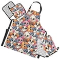 thumbnail image 1 of 5 Pcs Kitchen Set Heat Resistant Oven Mitts and Non-Slip Pot Holders with Adjustable Cooking Apron Cute Dogs Head, 1 of 6