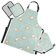 thumbnail image 1 of 5 Pcs Kitchen Set Heat Resistant Oven Mitts and Non-Slip Pot Holders with Adjustable Cooking Apron Cute Little Baseballs, 1 of 6