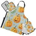 thumbnail image 1 of 5 Pcs Kitchen Set Heat Resistant Oven Mitts and Non-Slip Pot Holders with Adjustable Cooking Apron Cute Pumpkin and Leaf, 1 of 6