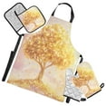 thumbnail image 1 of 5 Pcs Kitchen Set Heat Resistant Oven Mitts and Non-Slip Pot Holders with Adjustable Cooking Apron Golden Tree with Leaf, 1 of 6