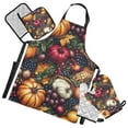 thumbnail image 1 of 5 Pcs Kitchen Set Heat Resistant Oven Mitts and Non-Slip Pot Holders with Adjustable Cooking Apron Pumpkin Grape Berry, 1 of 6