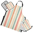 thumbnail image 1 of 5 Pcs Kitchen Set Heat Resistant Oven Mitts and Non-Slip Pot Holders with Adjustable Cooking Apron Soft Color Striped, 1 of 6