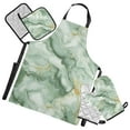 thumbnail image 1 of 5 Pcs Kitchen Set Heat Resistant Oven Mitts and Non-Slip Pot Holders with Adjustable Cooking Apron Soft Green Marble, 1 of 6