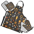 thumbnail image 1 of 5 Pcs Kitchen Set Heat Resistant Oven Mitts and Non-Slip Pot Holders with Adjustable Cooking Apron Torch Sun Staff Chalice, 1 of 6