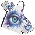 thumbnail image 1 of 5 Pcs Kitchen Set Heat Resistant Oven Mitts and Non-Slip Pot Holders with Adjustable Cooking Apron Watercolor Eye with Butterfly, 1 of 6