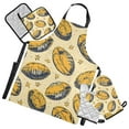 thumbnail image 1 of 5 Pcs Kitchen Set Heat Resistant Oven Mitts and Non-Slip Pot Holders with Adjustable Cooking Apron Yellow Rugby and Star, 1 of 6