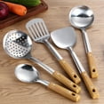 thumbnail image 1 of 5 Pcs Kitchen Utensils Set,Stainless Steel Cooking Utensils With Wood Handle Set,Kitchen&nbsp;Tools Set,Includes Spatulas,Soup Ladle,Slotted Spoon,Slotted Spatulas,Kitchen Cooking Utensils Set,5 PCS, 1 of 9