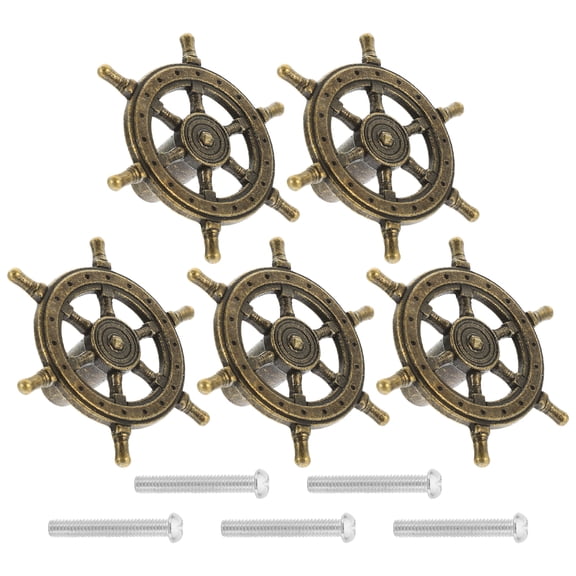 5-Pack Door Knobs and Steering Wheel Handles with Furniture Pulls for Cabinets, Drawers, and Interior Doors
