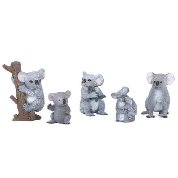 5 Pcs Koala Family Figurine Children Cute Lifelike Simulated Koala Model Toy Birthday Gift Home Decoration