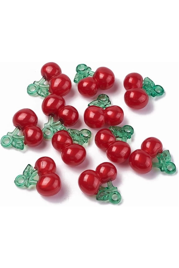 5 Pcs Korea Acrylic Cherry Pendants Cherry Pendant Accessory Red Jewelry Making Charms