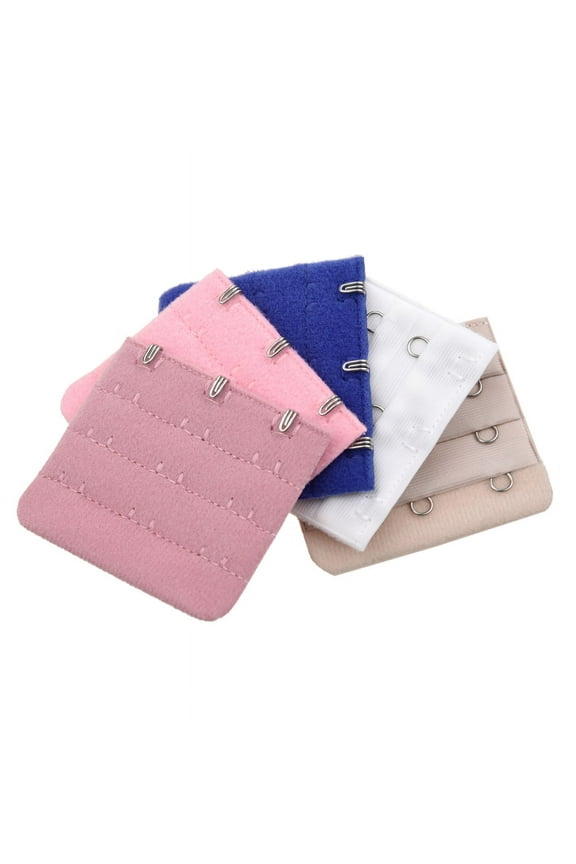 5 Pcs Lady 3 Rows Bra Back Bank Extenders Buckle Hook Khaki Dark Blue Pink