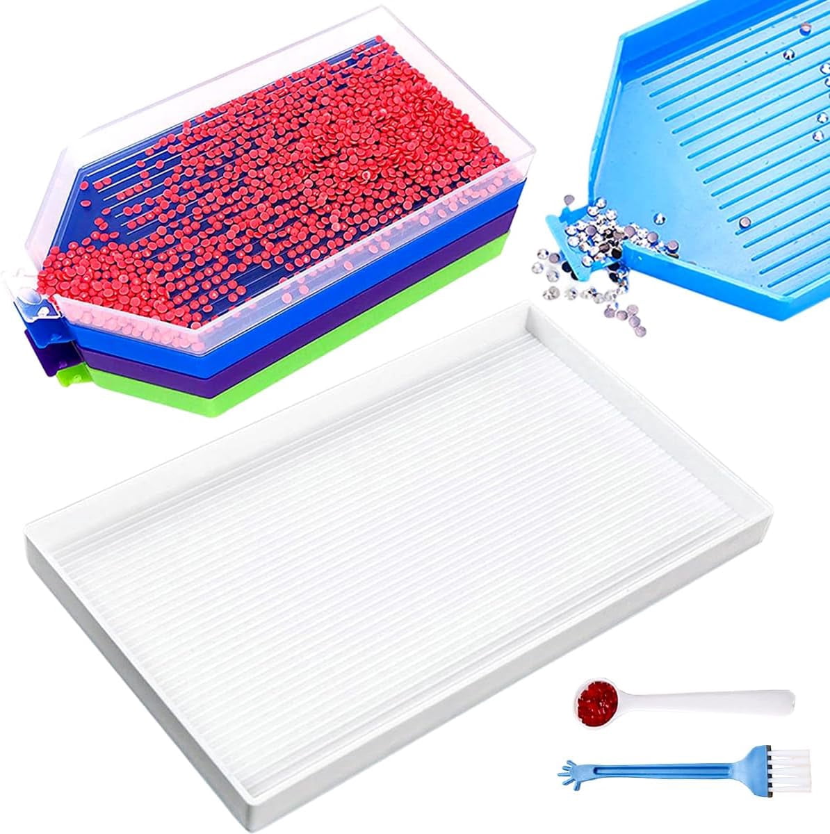 Paint Intrays 5 Pcs Large Diamond Painting Trays,Plastic Bead Sorting Tray,Big ...