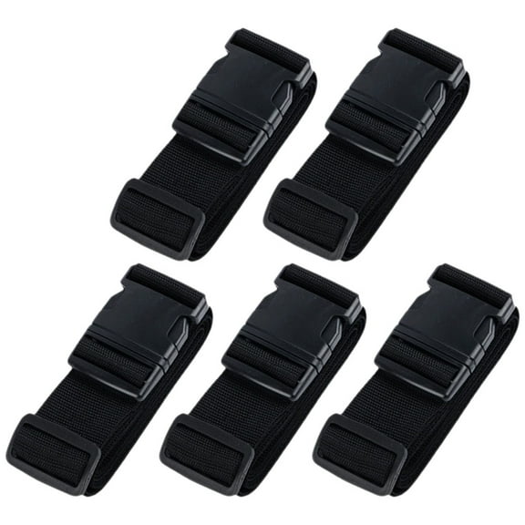 FUEENIRVA 5Pcs Adjustable Luggage Straps with Buckle Black Travel Tie Down Straps for Suitcase Packing