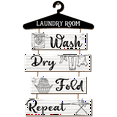 thumbnail image 1 of 5 Pcs Laundry Room Decor Laundry Room Wooden Sign Rustic Wash Dry Fold Repeat Farmhouse Art Accessories for Laundry Room Door Bathroom Home, 1 of 5