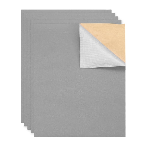5 Pcs Leather Repair Patch 10"x12" Self-Adhesive Leather Vinyl Repair Tape Kit for Furniture Couches Sofa Chair Car Boat Seats Jackets, Gray