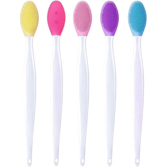 5 Pcs Lip Scrub Brush Double-Sided Silicone Exfoliating Tool Mini Soft Lip Brush Cleaner for Men Women