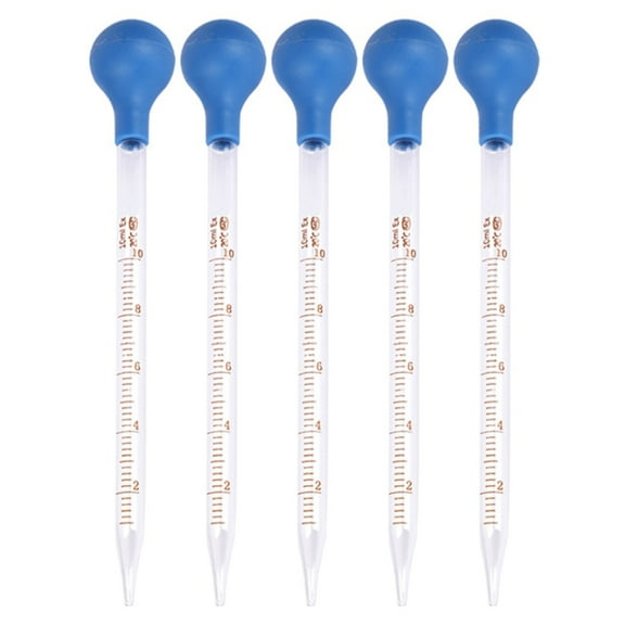 5 Pcs Liquid Pipettes Glass Liquid Dropper 0.5ml, 1ml, 2ml, 3ml, 5ml, 10ml Glass Scale Graduated Dropper for Laboratory