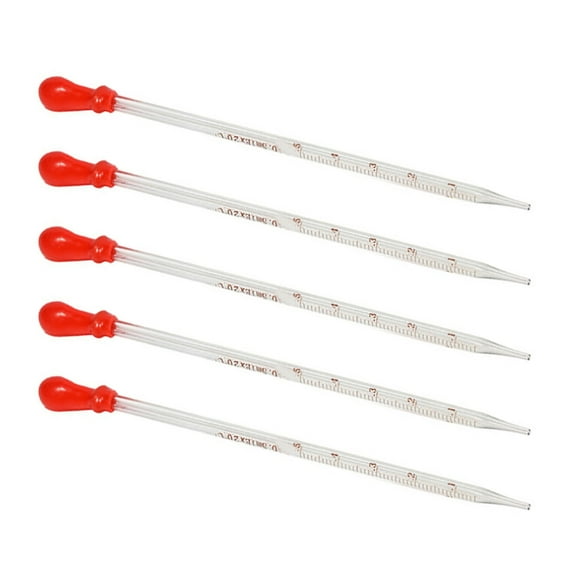 5 Pcs Liquid Pipettes Glass Liquid Dropper 0.5ml, 1ml, 2ml, 3ml, 5ml, 10ml Glass Scale Graduated Dropper for Laboratory