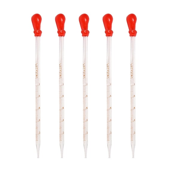 5 Pcs Liquid Pipettes Glass Scale Graduated Pipette Transparent Glass Liquid Droppers, 0.5ml, 1ml, 2ml, 3ml, 5ml, 10ml