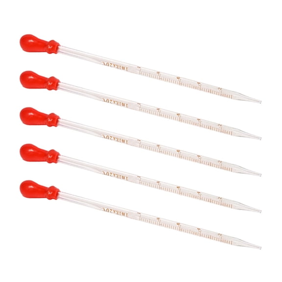 5 Pcs Liquid Pipettes Glass Scale Graduated Pipette Transparent Glass Liquid Droppers, 0.5ml, 1ml, 2ml, 3ml, 5ml, 10ml