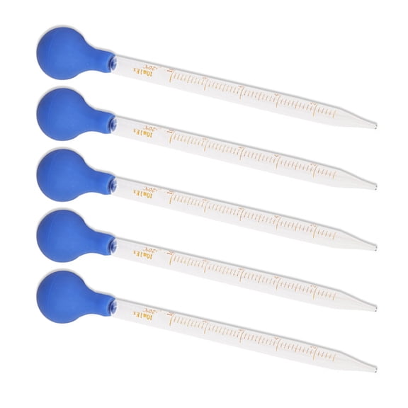 5 Pcs Liquid Pipettes Glass Scale Graduated Pipette Transparent Glass Liquid Droppers, 0.5ml, 1ml, 2ml, 3ml, 5ml, 10ml