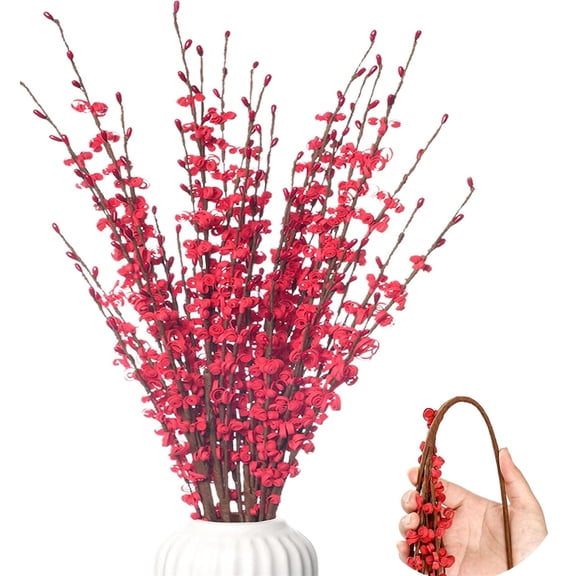5 Pcs Long Stem Jasmine Red Flowers Artificial,Happon 29"/74cm Faux Jasmine Bouquet Faux Jasmine Fake Flower for Wedding New Year Home Office Party Valentines Day Festival Decoration
