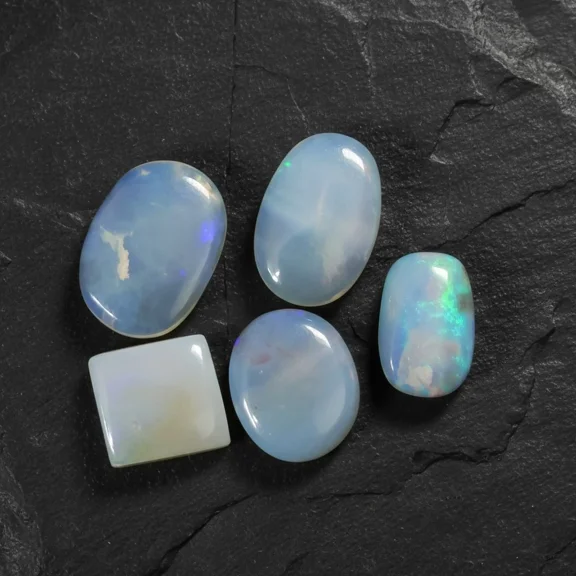 5 Pcs Lot 21 Ct. Lot Natural Australian Opal Fair & Good Quality Ring Size Gemstones 15-19MM