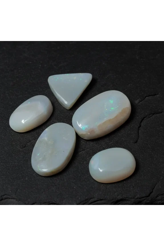 5 Pcs Lot 39 Cts Natural Australian Opal Fair & Good Quality Ring Size Cabochons 14-21MM