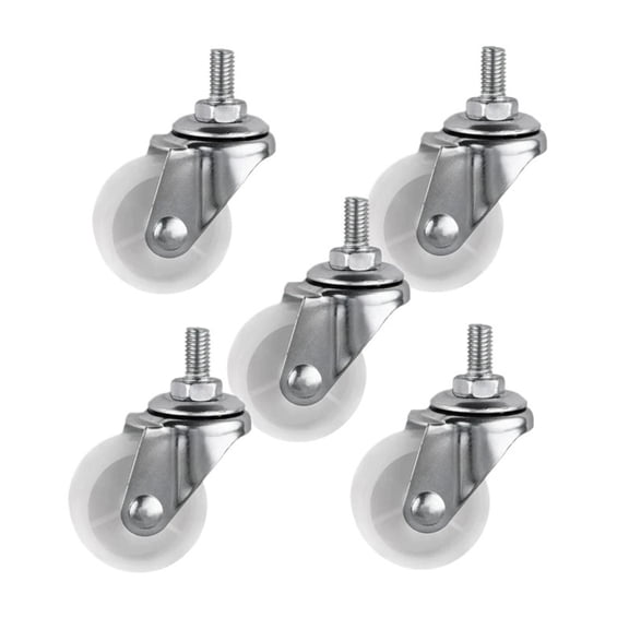 5 Pcs/Lot Casters 1.5 Inch White PP Screw Universal M6 Thread Roller Diameter 4cm Display e Wheel ,Reliable